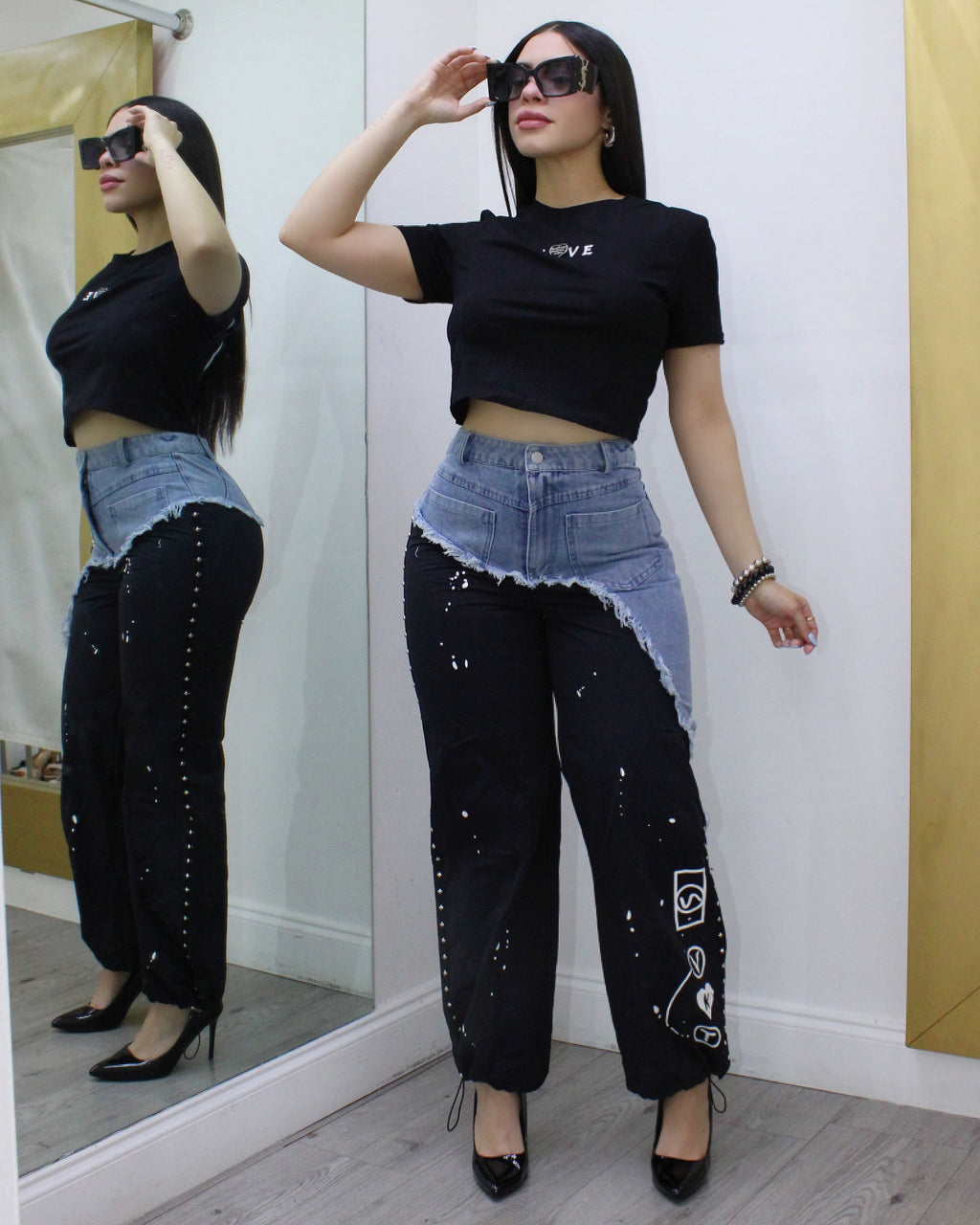 Cause Of Love Two Tone Jean Pants - Non Stretch Denim For Timeless Everyday Style