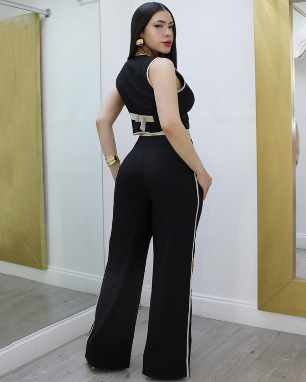 All I Ever Wanted Two Tone Pant  Set Black