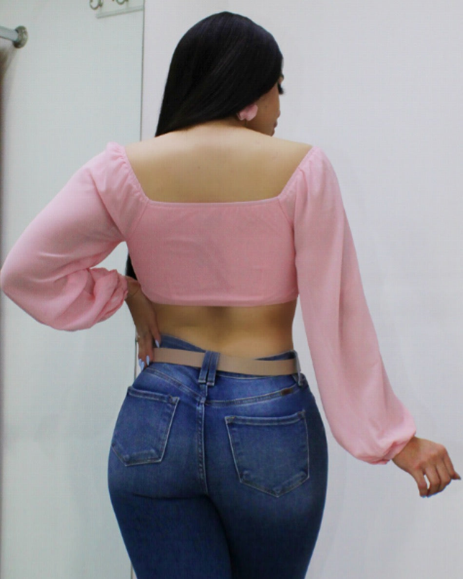 Everybody Love It Crop Top Light Pink - Soft Polyester Cotton Blend With Stretch For Everyday Comfort