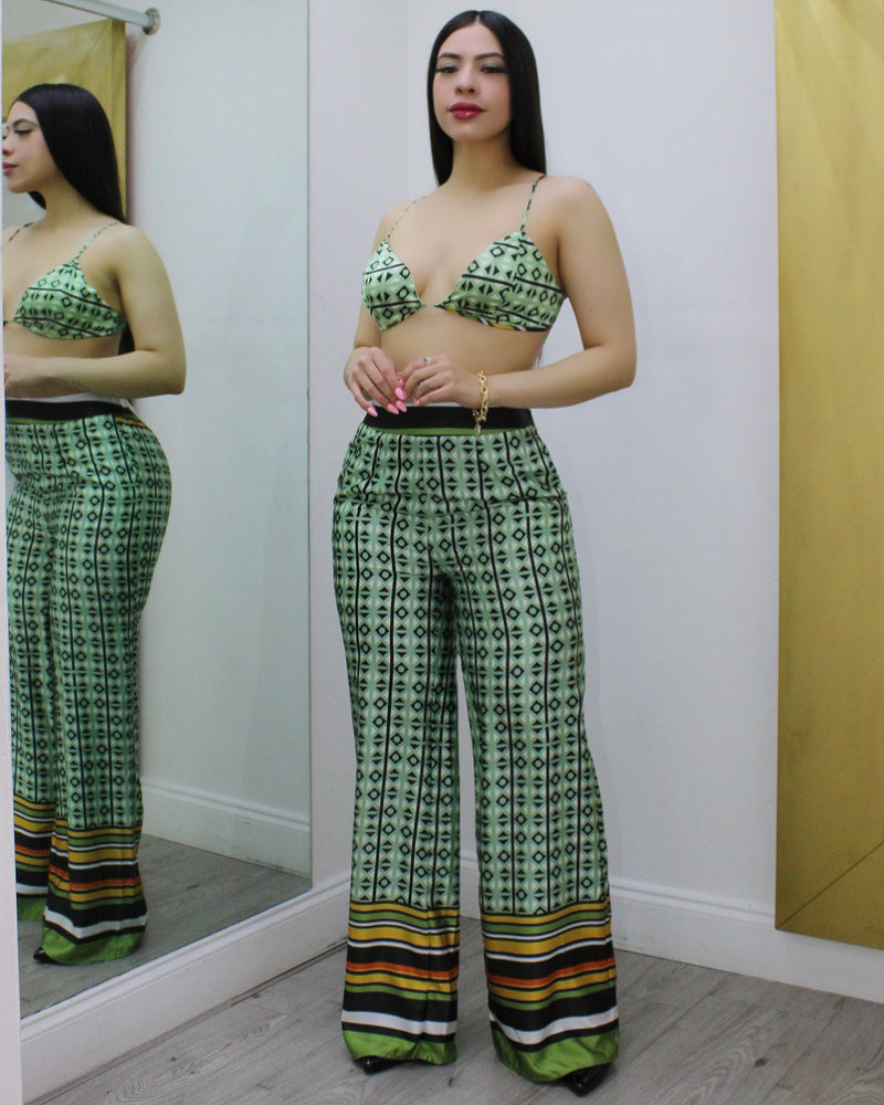 Miss My  Summer Days Palazzo Pant Set Green