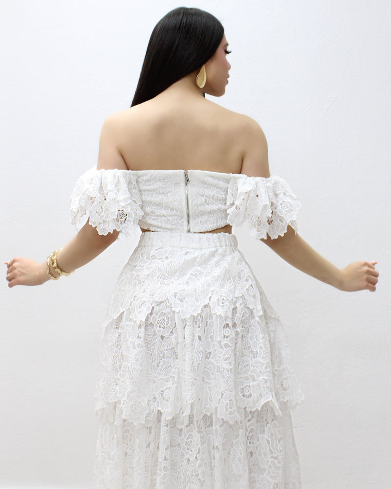 Dear Lead The Way Kankan Crochet Skirt Set White