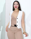 Loving This Vest Button Down White - 100% Cotton No Stretch For Everyday Classic Comfort