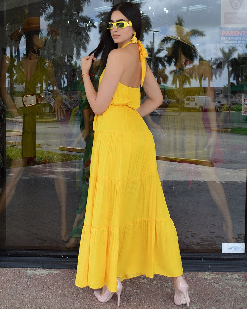 Waiting For The Event Maxi Dress Yellow