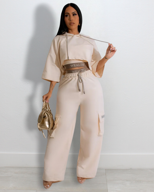 Make You Special Sport 3 Piece Pant Set Nude