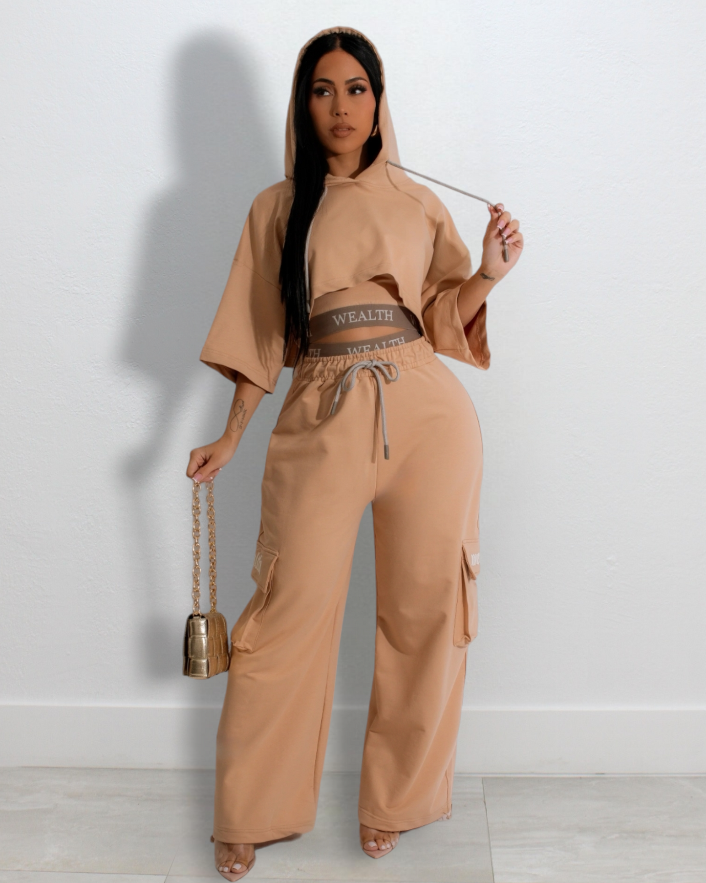 Make You Special Sport 2 Piece Pant Set Caramel