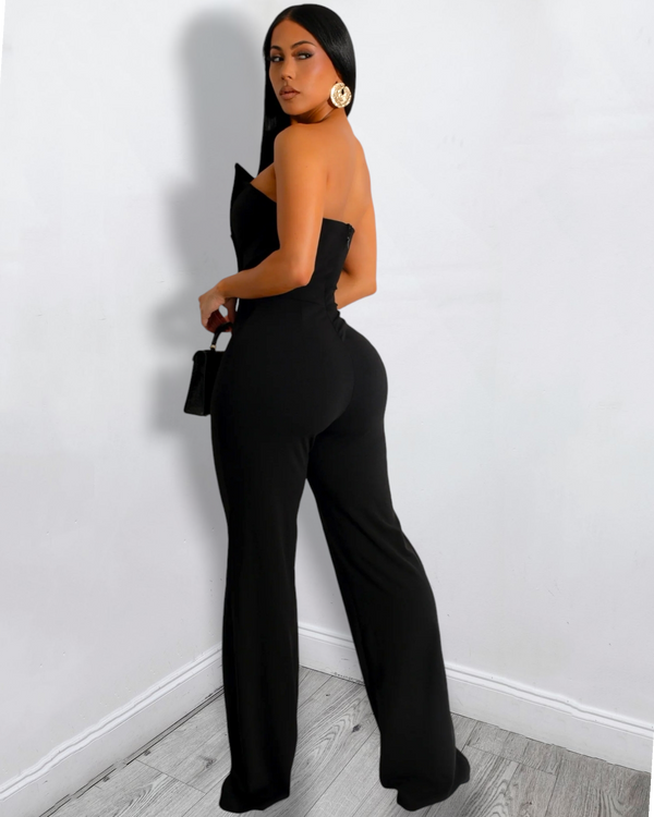 Enjoying Yourself Now Alter Ego Strapless Jumpsuit Black