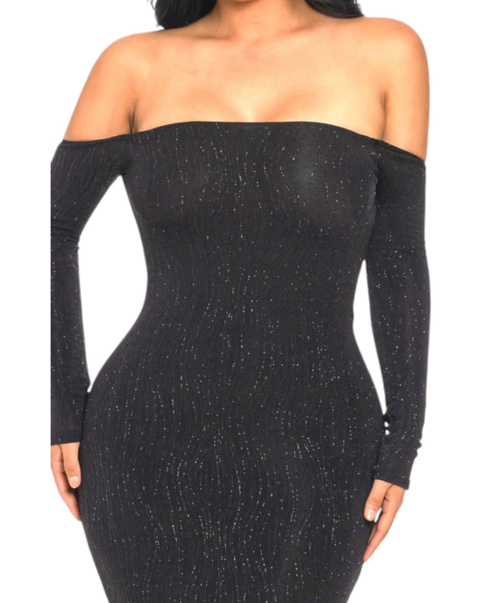 Modern Muse Midi Dress - Elegant Black Mesh Dress With Moderate Stretch Perfect For Any Event And Evening Wear