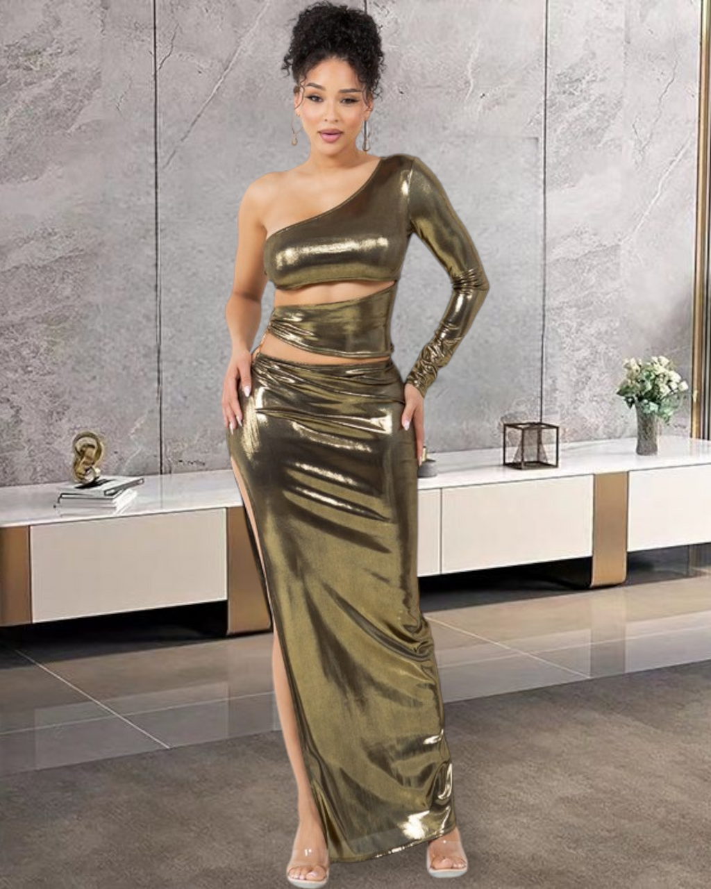 My Darling Cutout Side Slide Maxi Dress Mustard - Stretchy Double-Lined Polyester for Flattering Fit