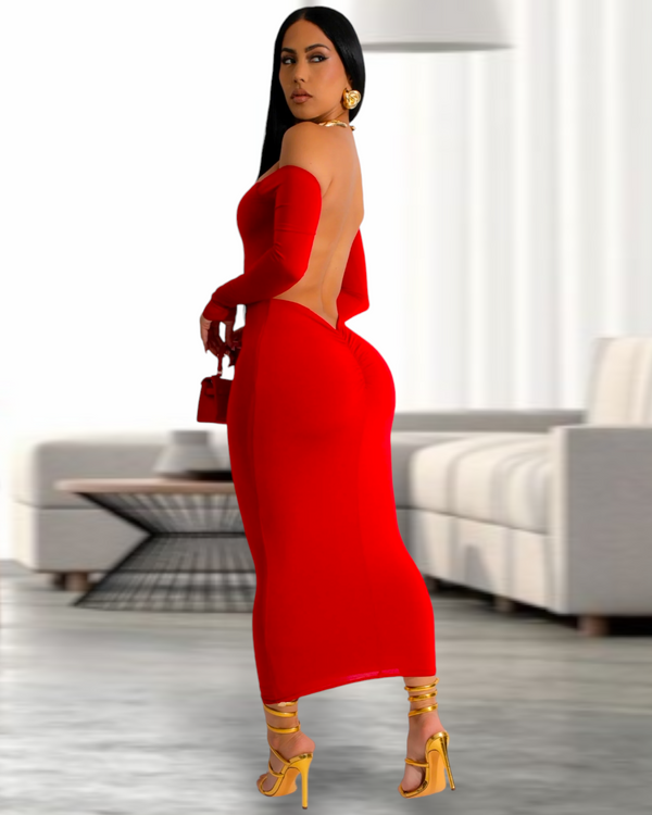 Modern Muse Midi Dress Red