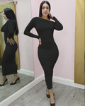 Adore This Double Line Cotton Stretch Midi Dress Black for Women Everyday Wear and Events