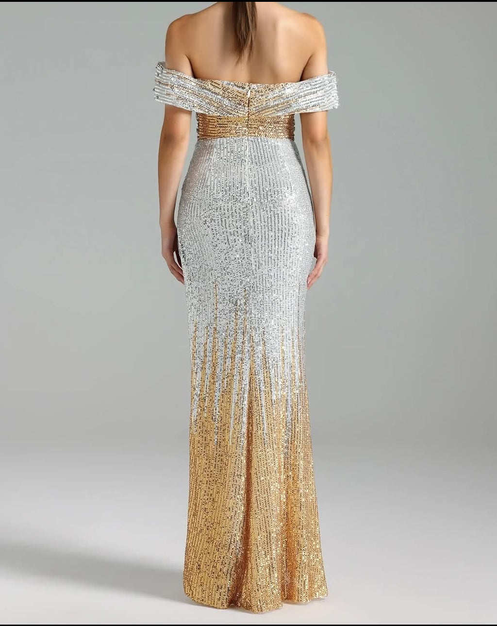 Show Must Go On Crystal And Sequin Maxi Dress - Gold And Silver Embellished Evening Gown