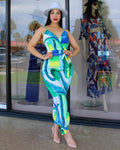 Fantastic View Abstract Print Jumpsuit - Evening Chic Style in 100 Percent Polyester