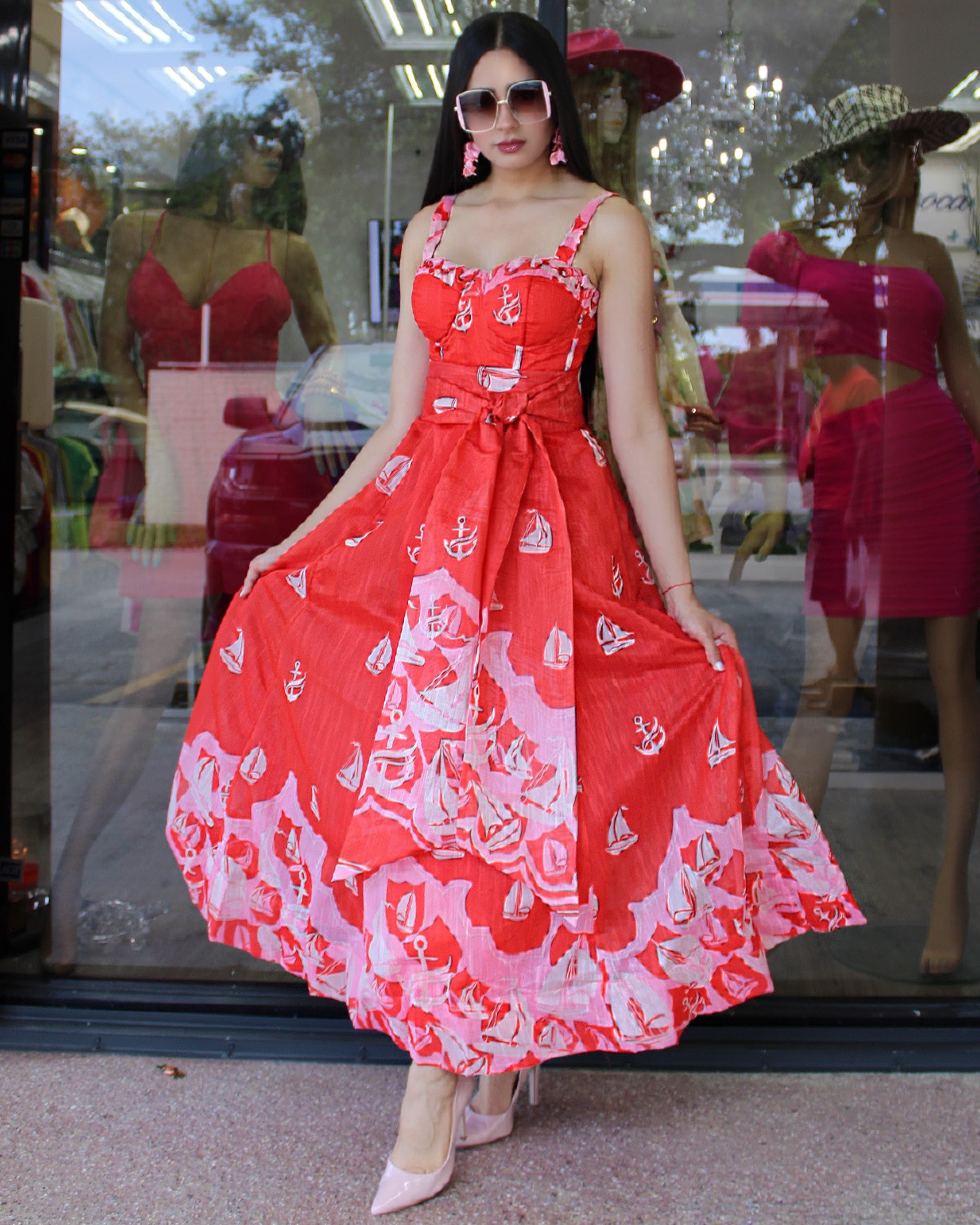 Match My Style Princess Cut Organza Dress Red