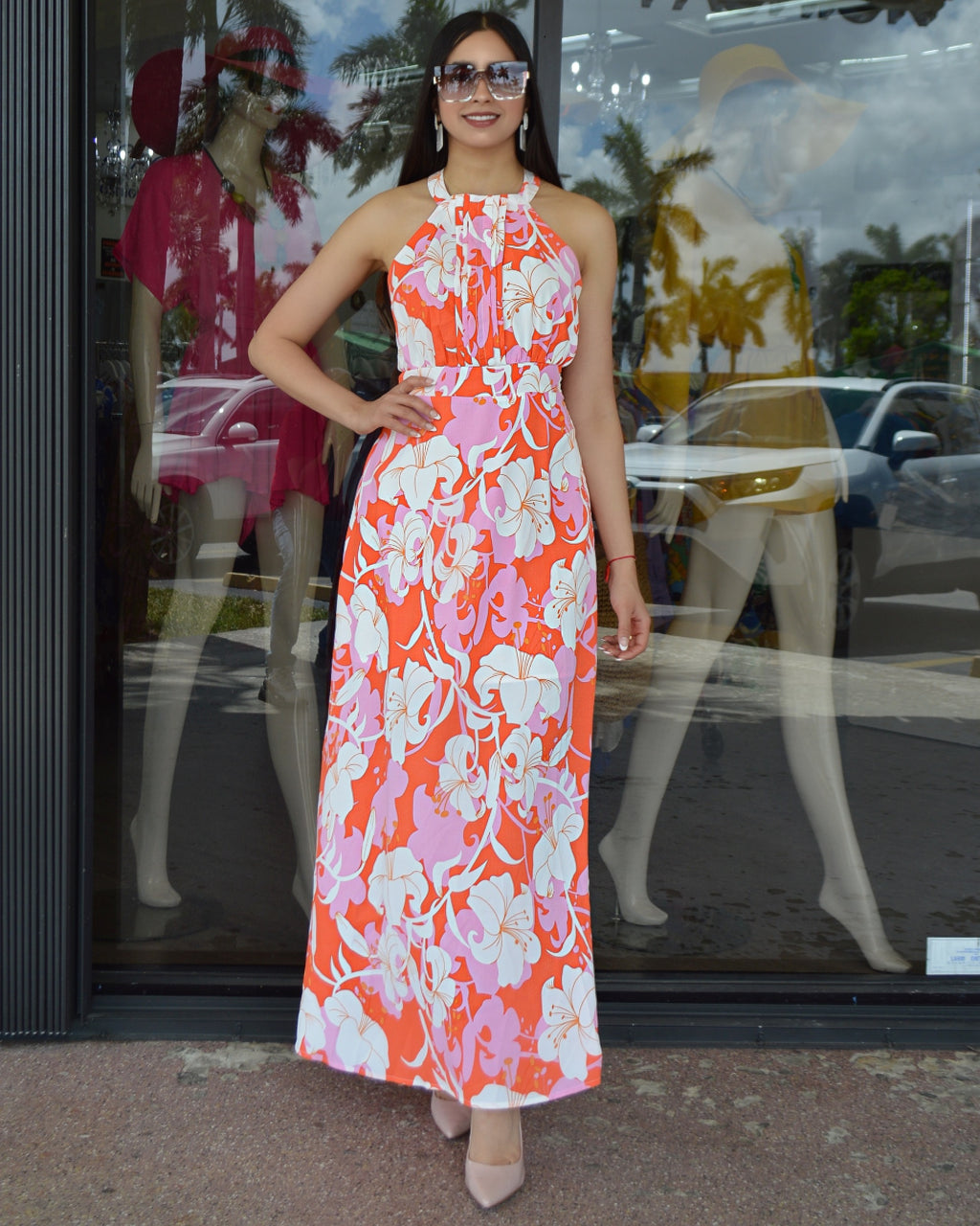 Days Of Summer Maxi Dress - Coral 100 Percent Polyester No Stretch For Effortless Summer Style