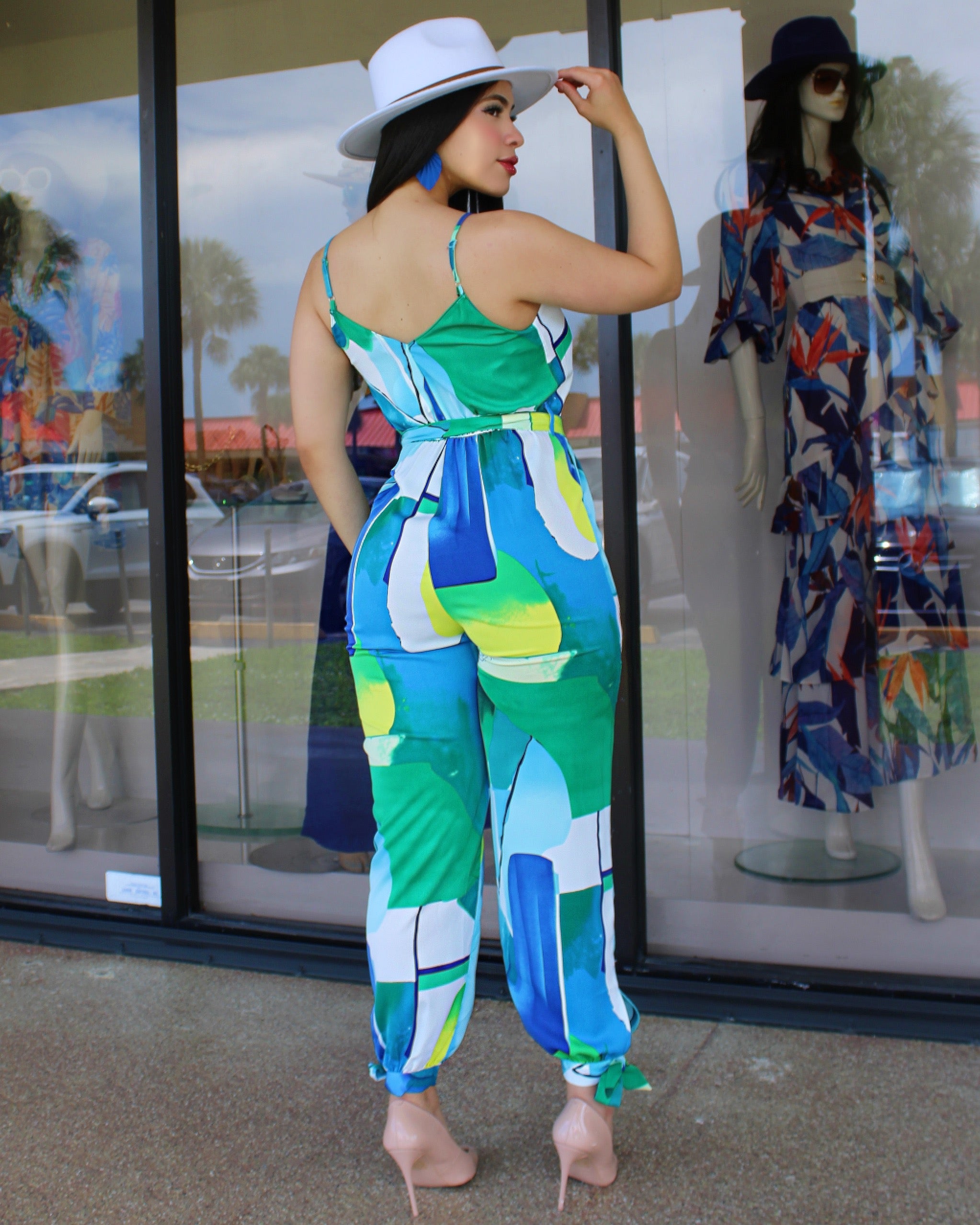 Fantastic View Abstract Print Jumpsuit - Evening Chic Style in 100 Percent Polyester