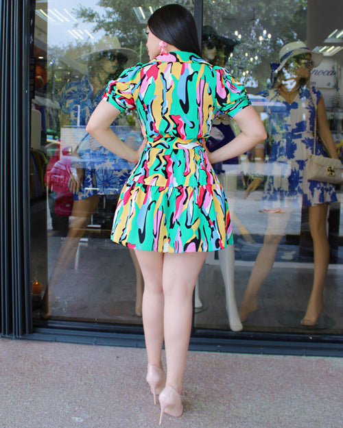 Always Close Princess Cut Mini Dress Green for Evening Wear with Polished Minimalist Silhouette