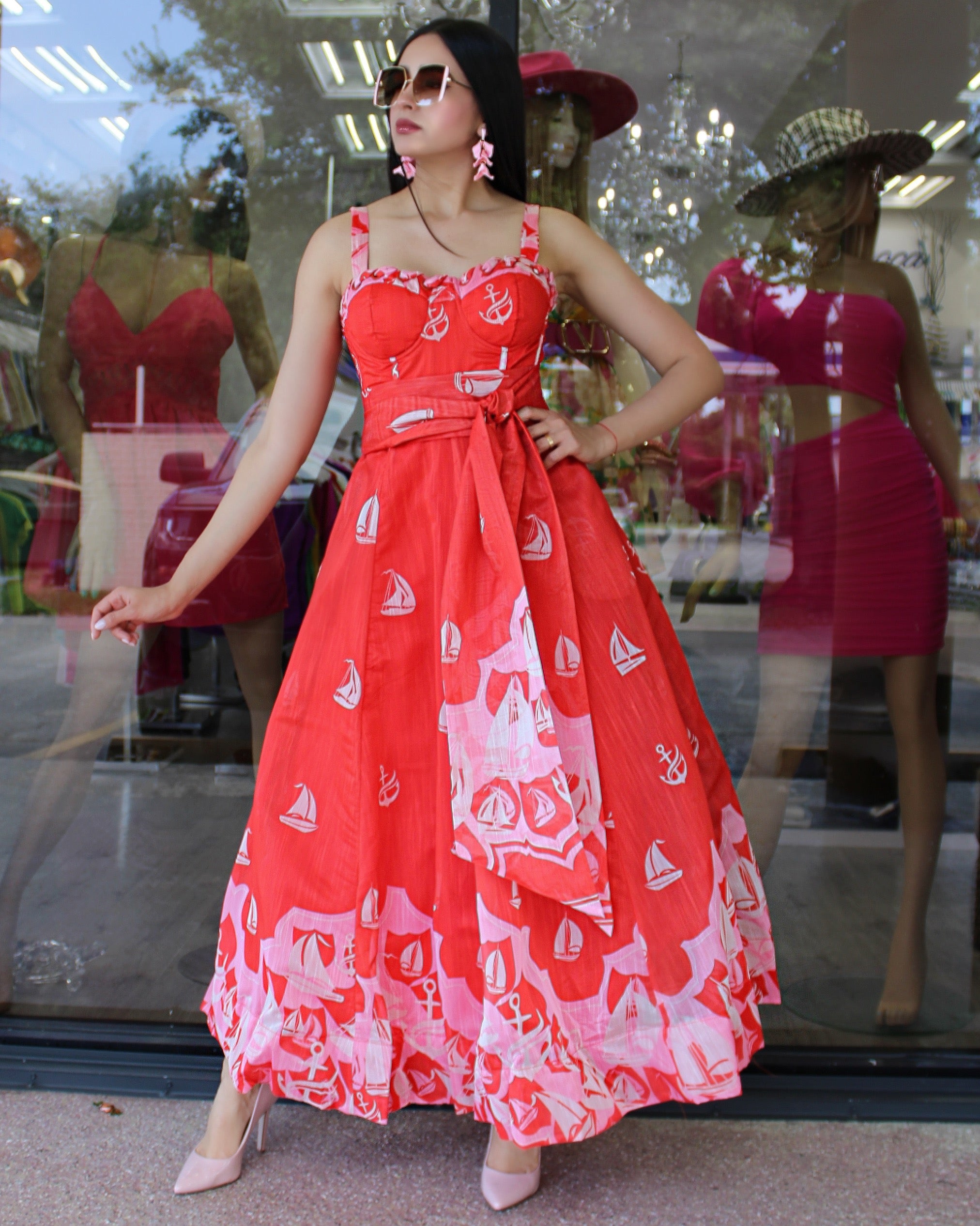 Match My Style Princess Cut Organza Dress Red