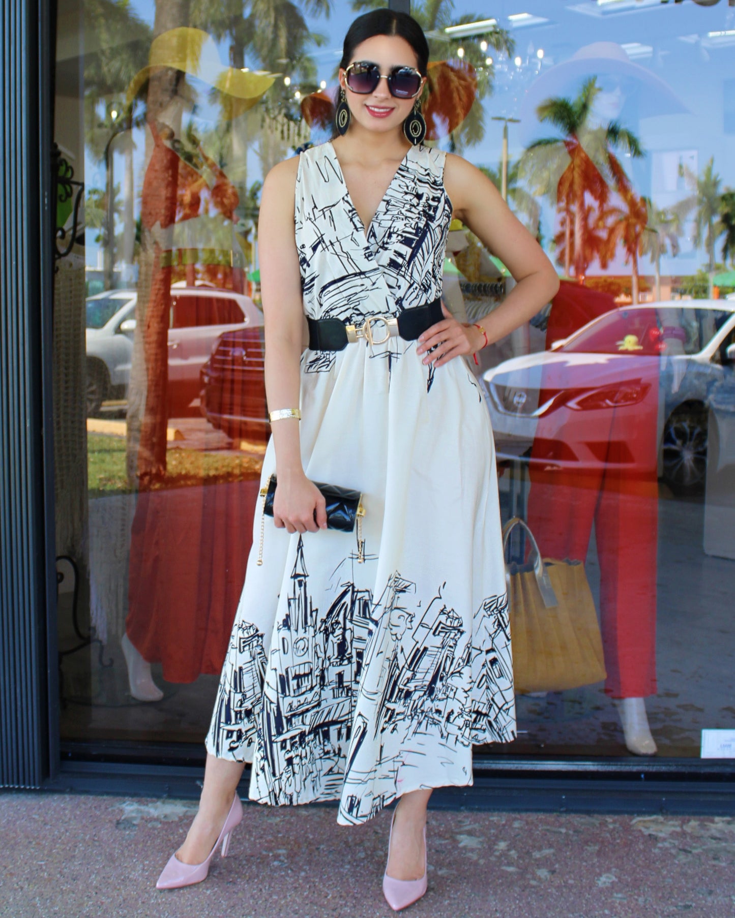 My Trip To Paris Printed Maxi  Dress