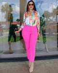Aside From The Rest High Waist Pants In Hot Pink For A Bold Fashion Forward Look And Modern Silhouette