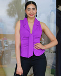 Honey Love Blouse Purple - Side Zipper For Easy Fitting In A Polyester Cotton Blend No Stretch Fabric