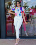 Keeps Me Chic Mid Rise Pants White - Ultra Stretch For Incredibly Flattering Fit