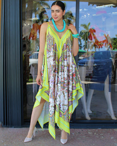 Want A Summer Break Maxi  Dress Lime Floral