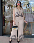Natural Vibes Embroidered 2 Piece Pant Set - Lightweight 100 Percent Chiffon Ensemble For Everyday Glamour And Comfort