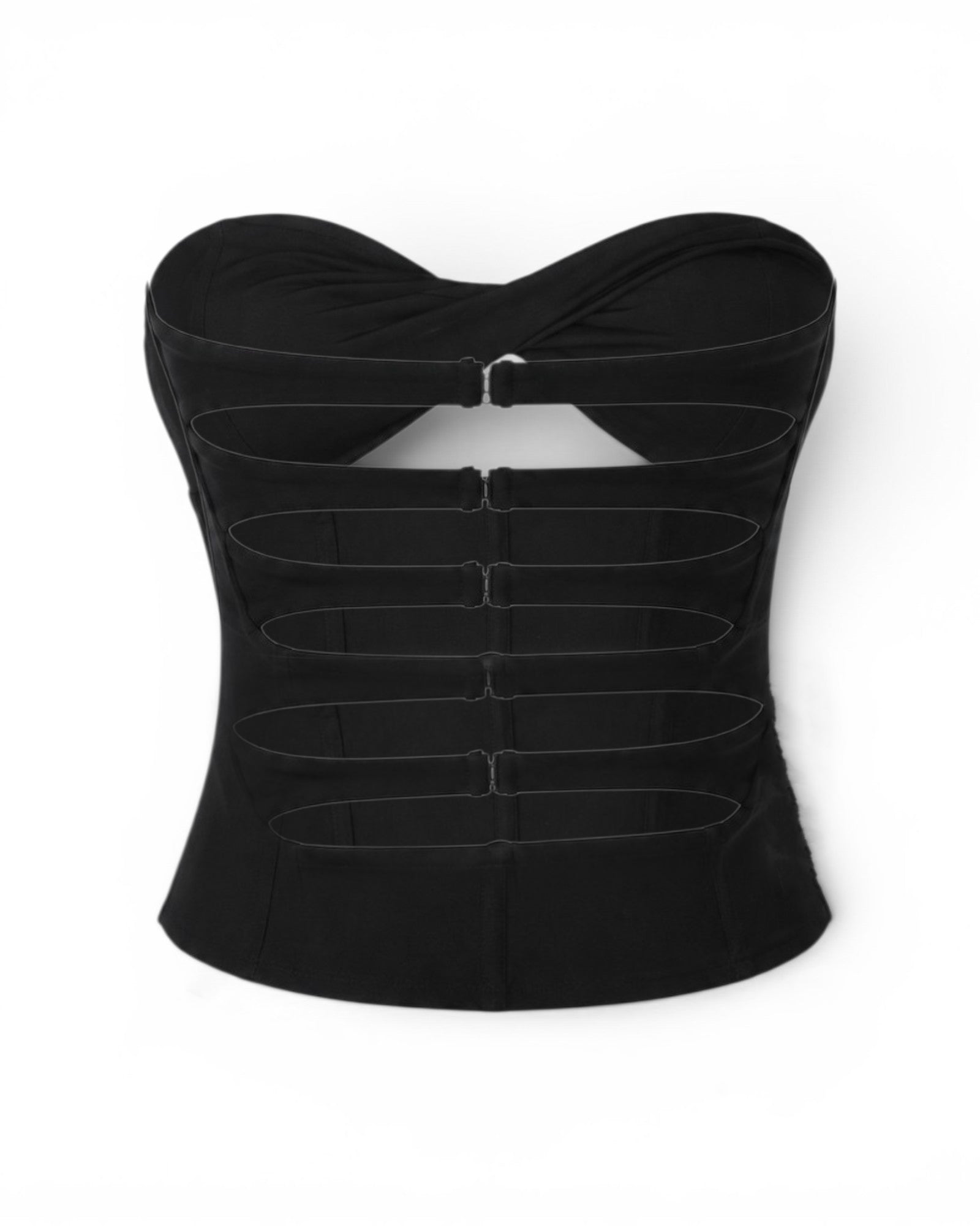 Have You On My Mind Strapless Corset Top Black - Stretchy Polyester Cotton Blend For Flatdtering Fit