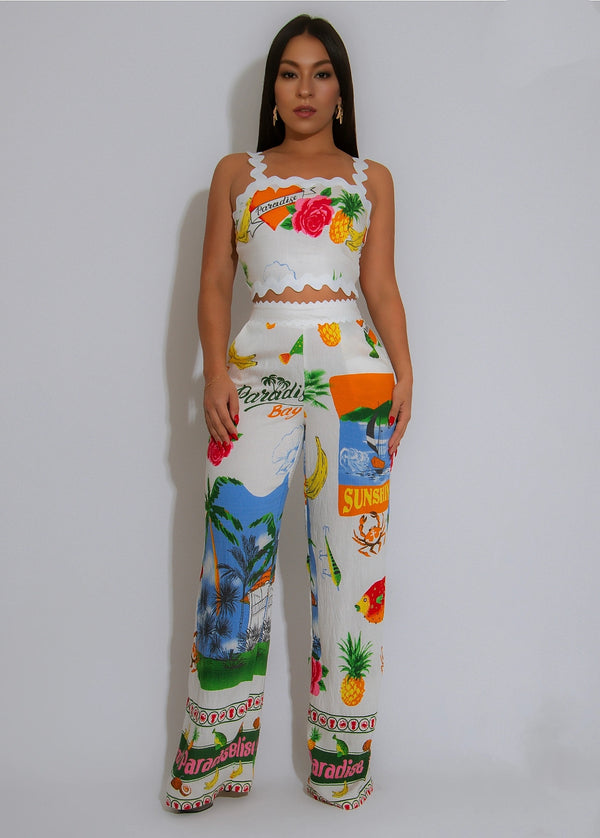 Found Paradise Pant  Set White