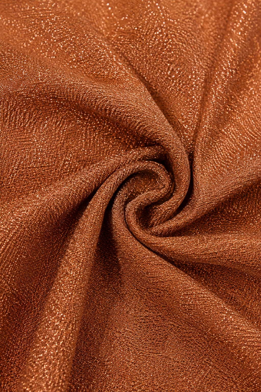 Copper Glow Lamé One-Shoulder Midi Dress