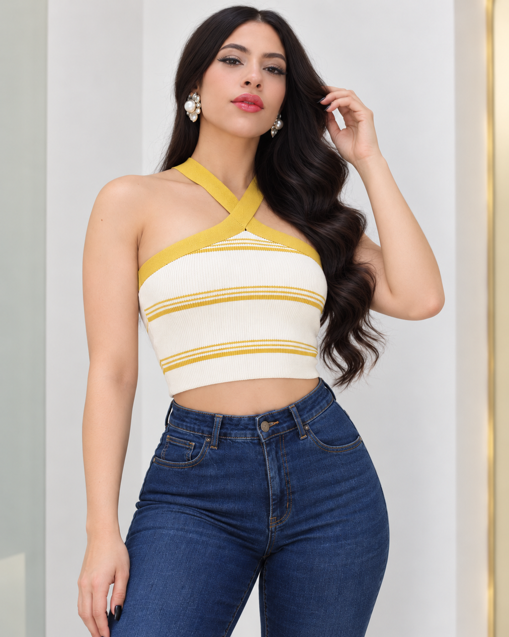 Riviera Cross-Halter Knit Top