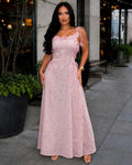 Pink Floral Crochet Maxi Dress