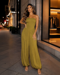 Olive Luxe Strapless Harem Jumpsuit