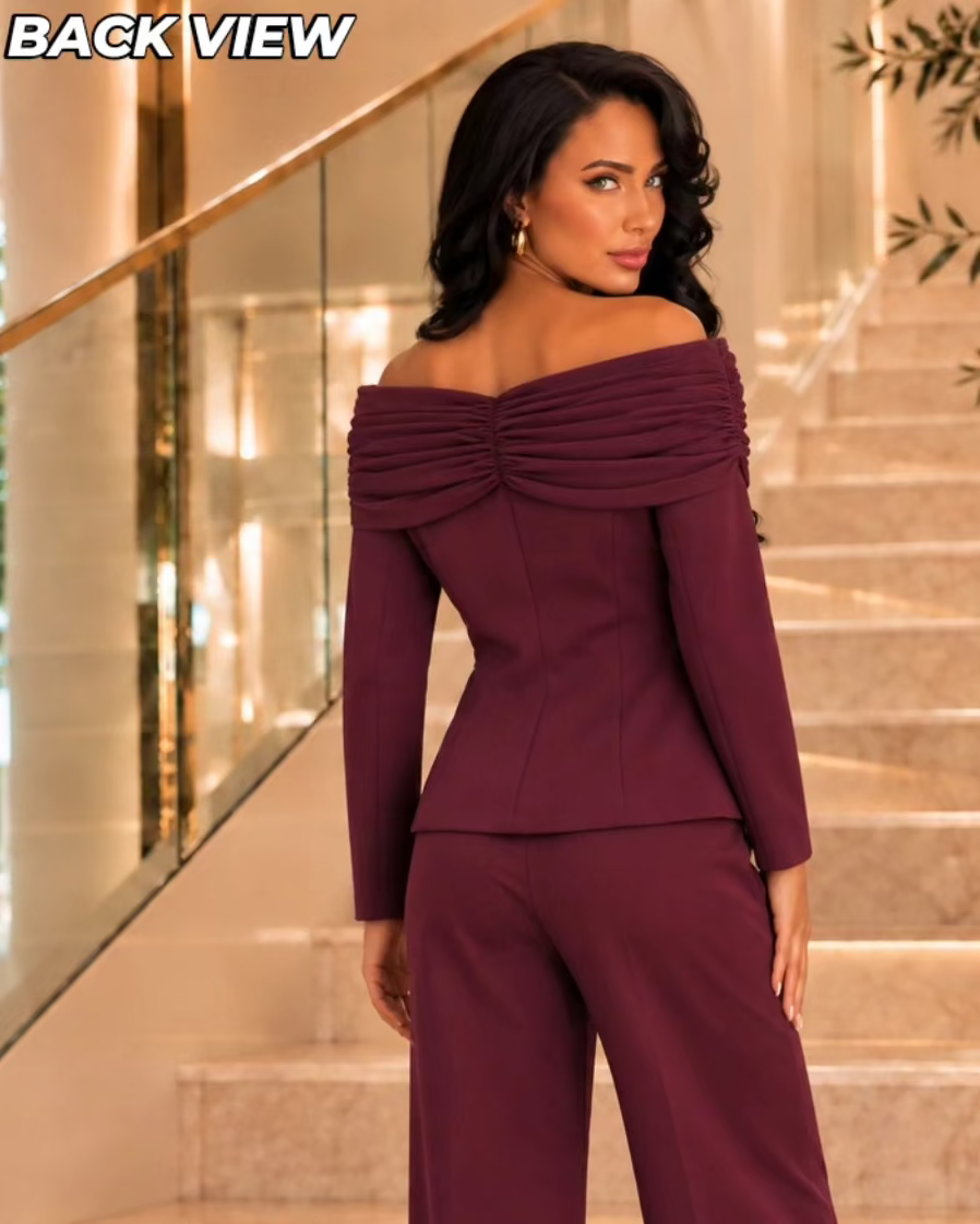 Bordeaux Sculpted Draped Blazer
