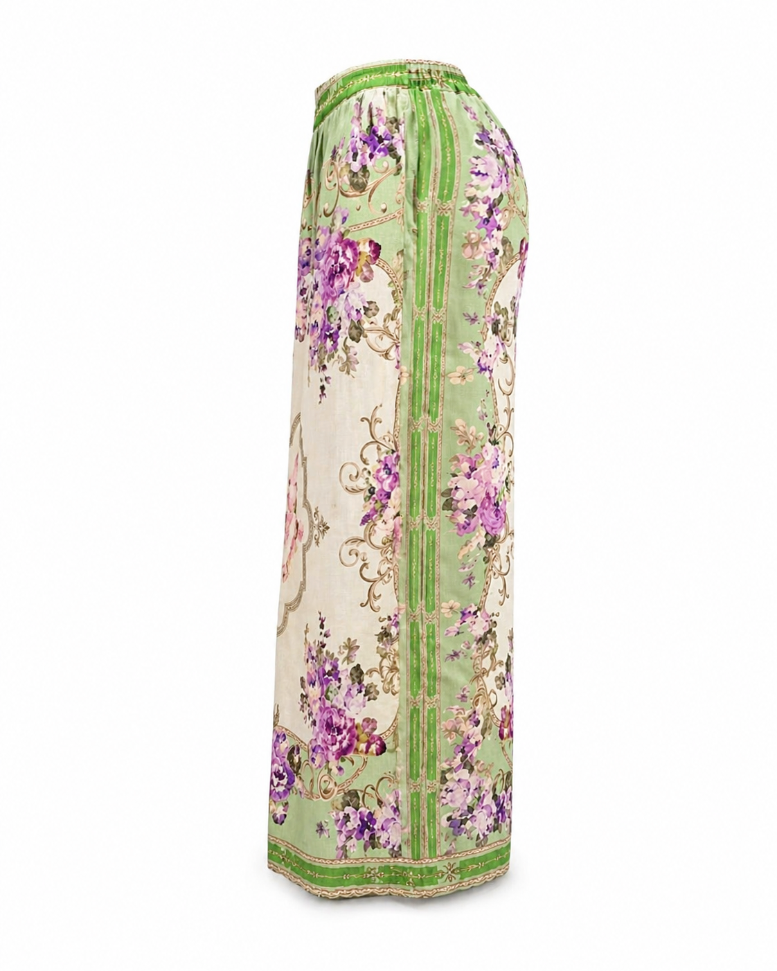 Floral Springs Green Linen Pants Nude - 100 Percent Linen, No Stretch For Breathable Comfort