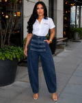 Elite Button Front Wide Barrel Jeans