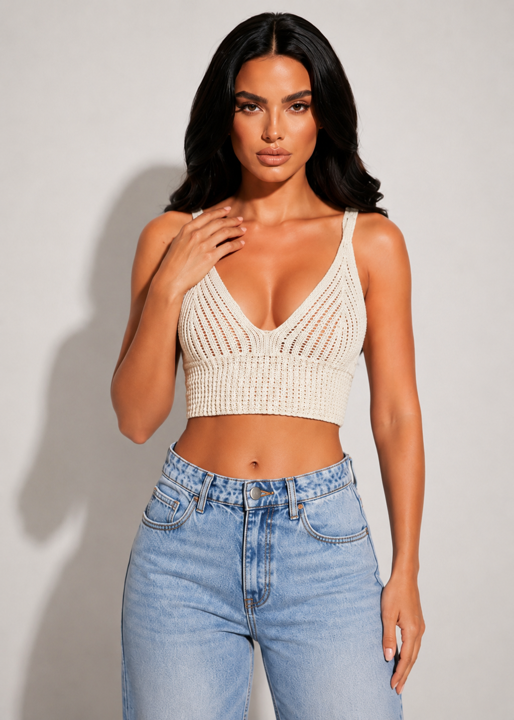 Keep It Up Crochet Blouse Subtle Statement Top In One Size One Hundred Percent Polyester No Stretch