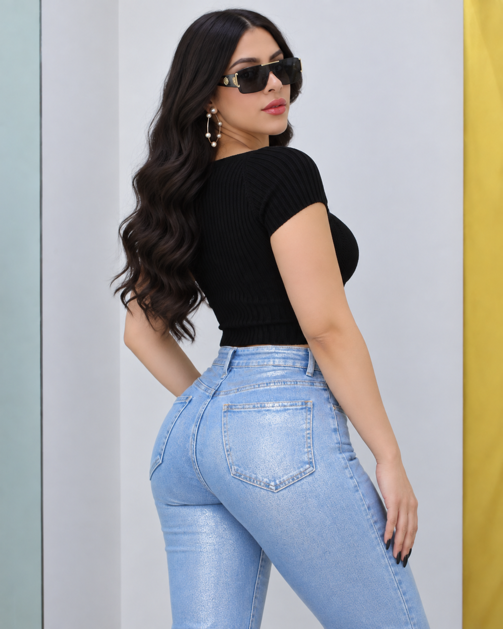 Amaia Golden Detail Ribbed Knit Top