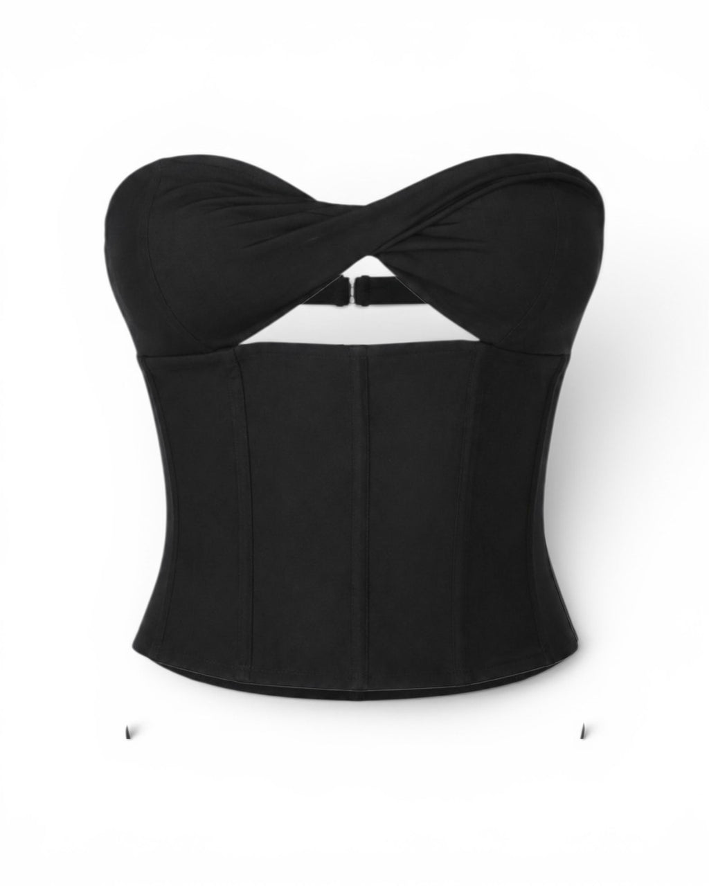 Have You On My Mind Strapless Corset Top Black - Stretchy Polyester Cotton Blend For Flatdtering Fit