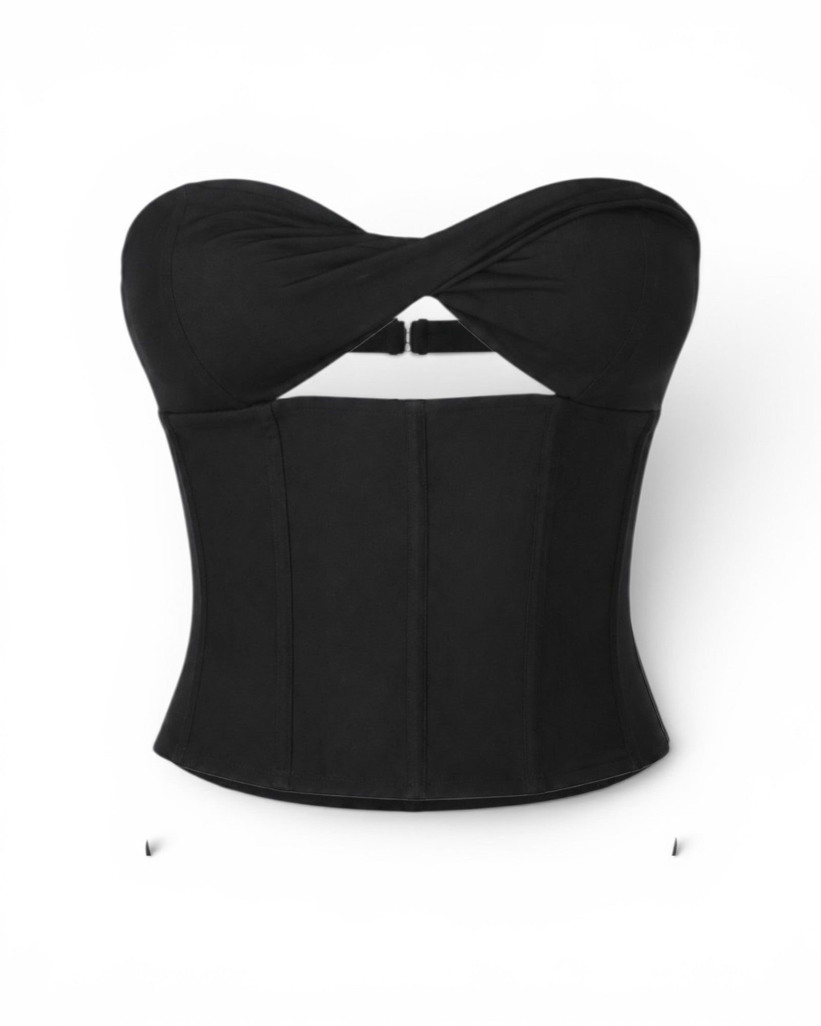 Have You On My Mind Strapless Corset Top Black - Stretchy Polyester Cotton Blend For Flatdtering Fit