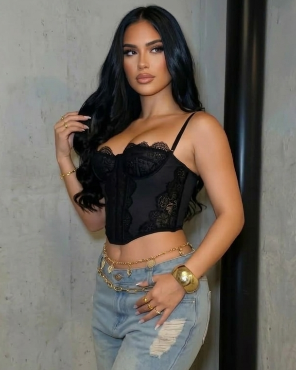 Midnight Lace Corset Bustier Top - Flattering Silhouette With Sheer Lace Detailing