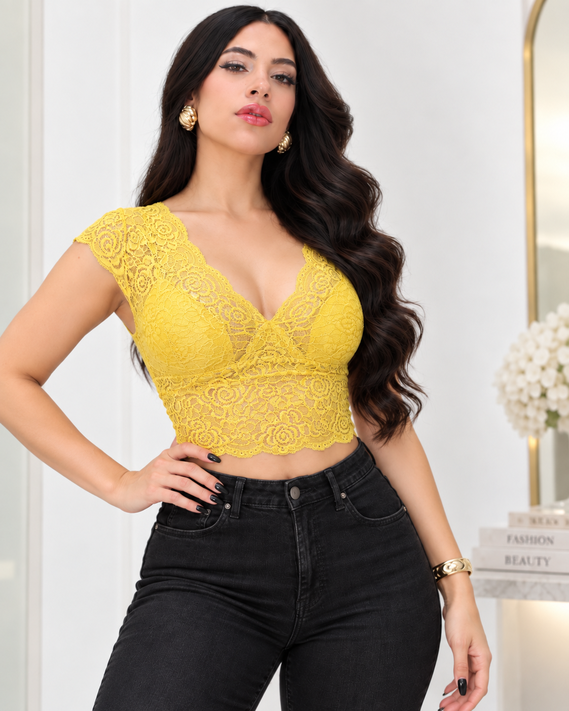Romantic Lace V-Neck Crop Top