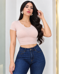 Everyday Notch Neck Stretch Crop Top