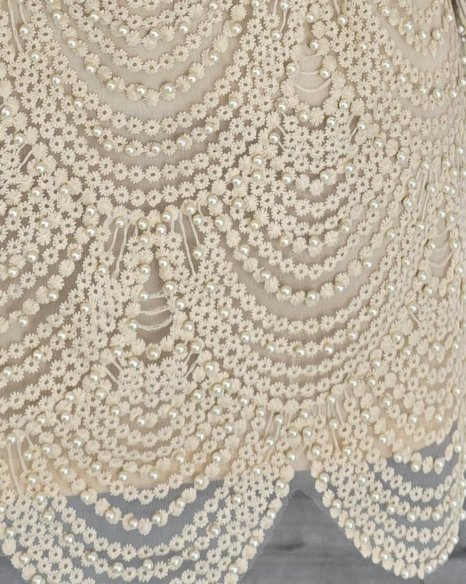 Pearl & Lace Embellished Mini Skirt