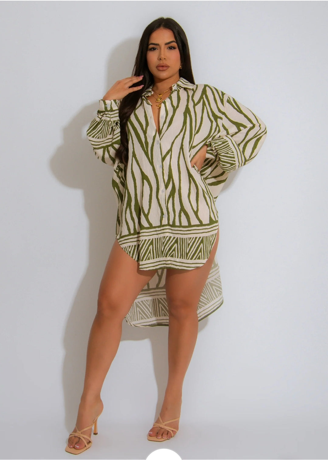 Brezze Styles Green Mini Dress Italian 100 Percent Chiffon No Stretch One Size Elegant Event Dress