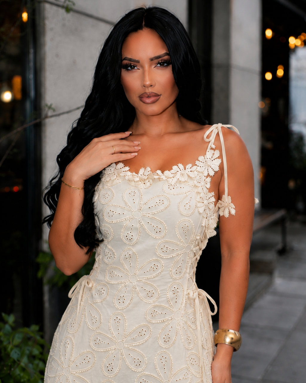 Butter Yellow Floral Crochet Maxi Dress