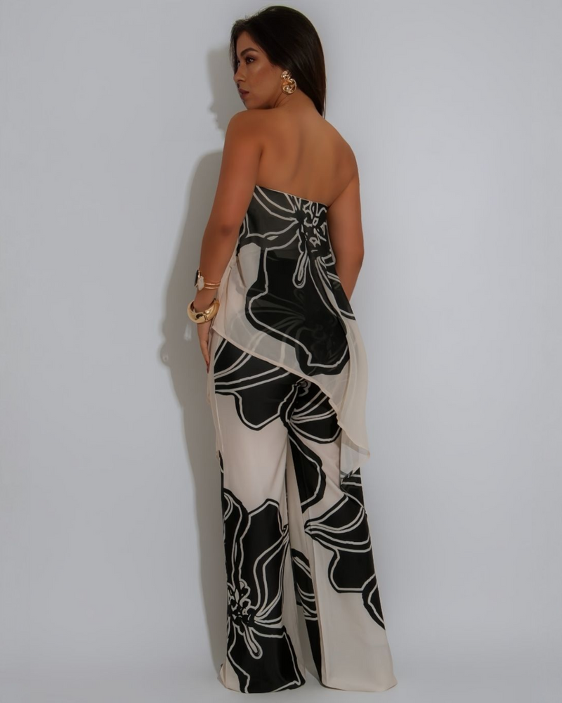 Midnight Blossom Strapless Jumpsuit