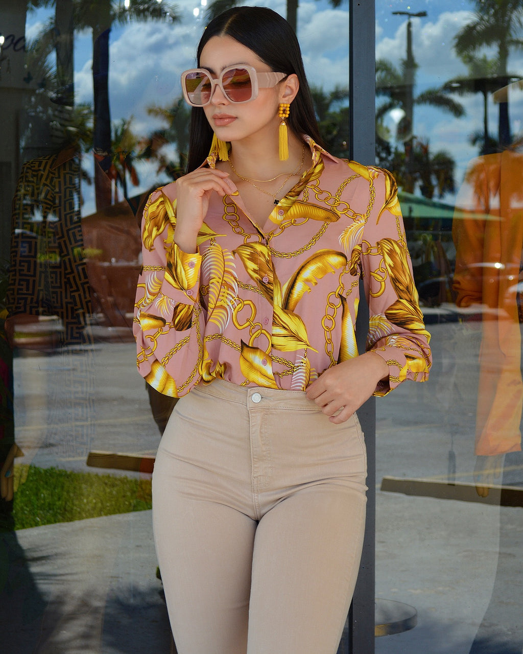Fall For Me Multicolor Long Sleeve Button Down Shirt - Polyester Cotton Blend No Stretch Comfort