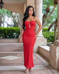 Scarlet Red Linen Backless Maxi Dress