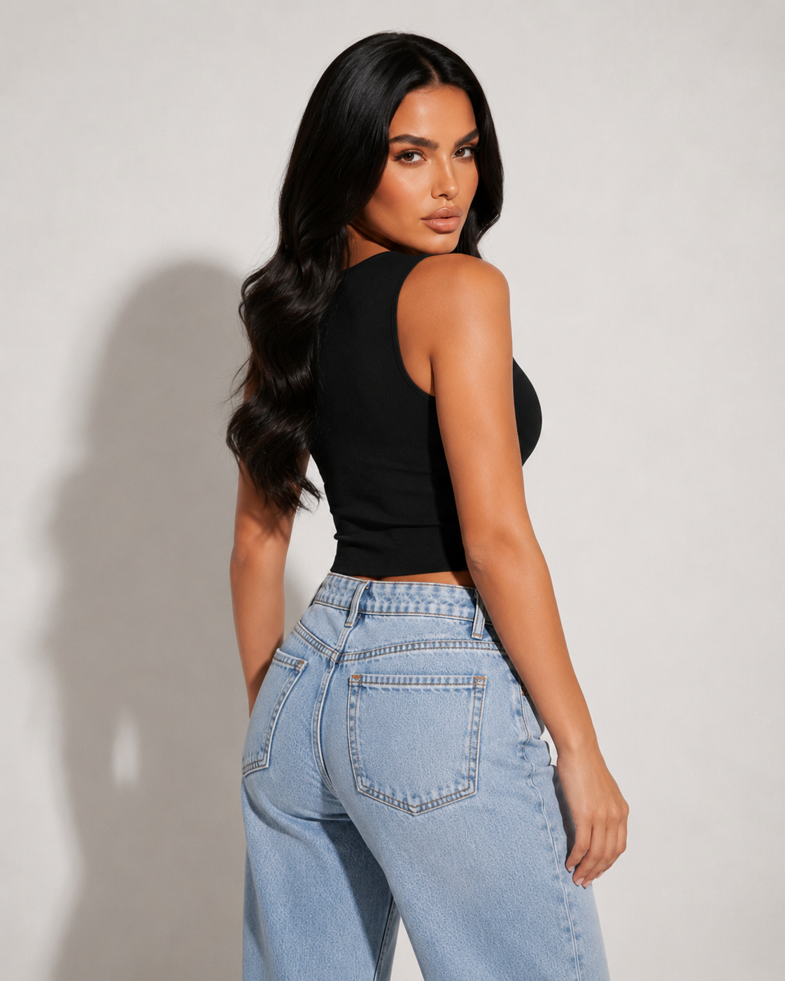 Black One Shoulder Ribbed Top with Rhinestone Strap – Resort Chic Statement Top